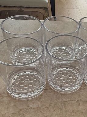 Pottery Barn Clear Acrylic 'Happy Hour' Tumblers set of 4